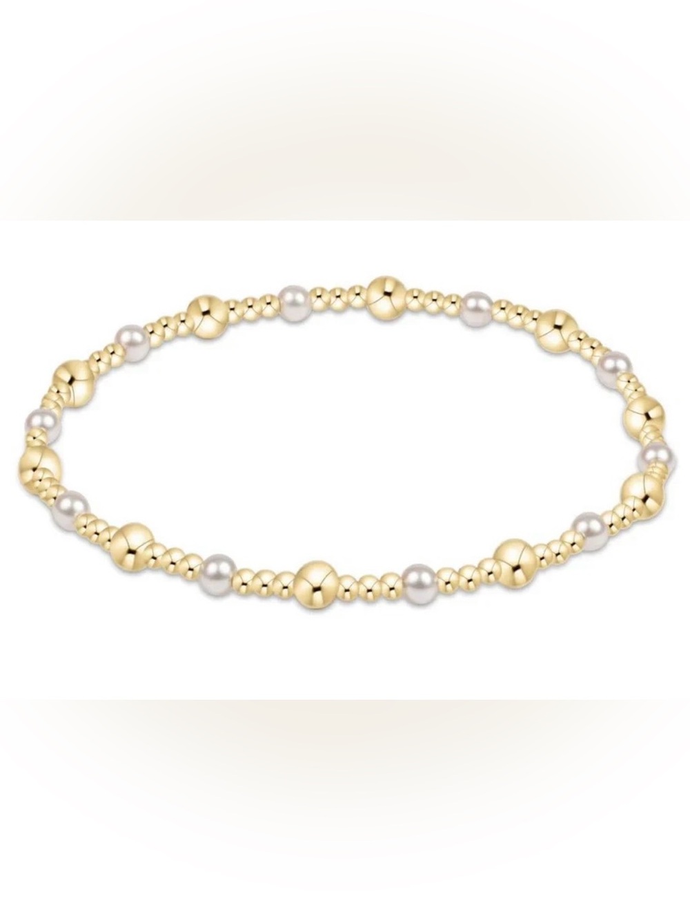 Enewton Classic Gold Sincerity Pattern 4mm Bead Bracelet With Pearls NWT!